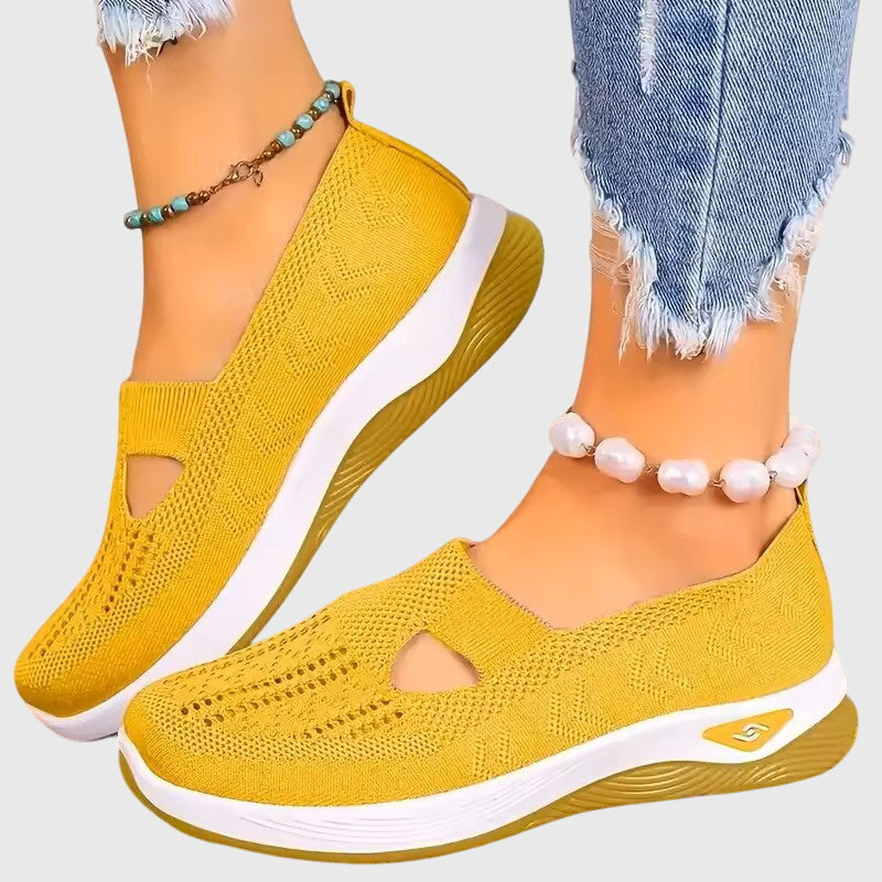 Cut Out Mesh Slip-On Wedge Walking Sneaker