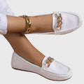 Crystal Chain Embellished Pebbled Leather Slip-On Loafer