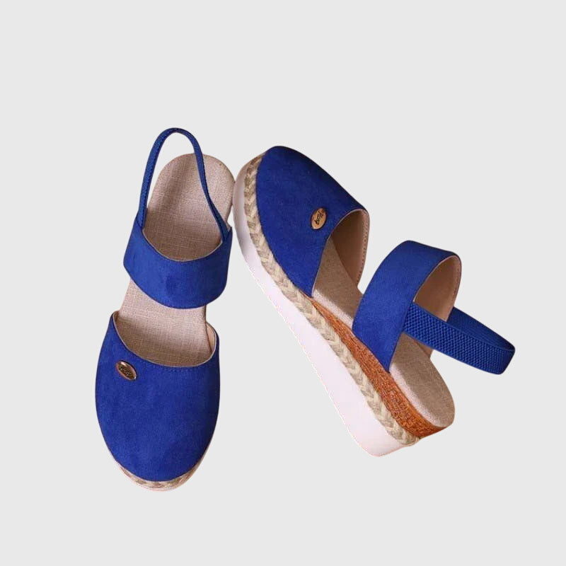 Suede Velcro Slingback Braided Platform Espadrille Sandal