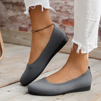 Ribbed Knit Slip On Cushioned Insole Round Toe Ballet Flat