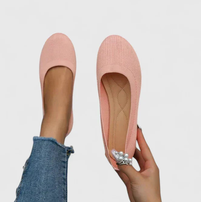 Ribbed Knit Round Toe Slip-On Ballet Flat