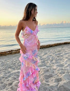 Floral Ruffle Tiered Strappy Maxi Dress - Wedding Guest