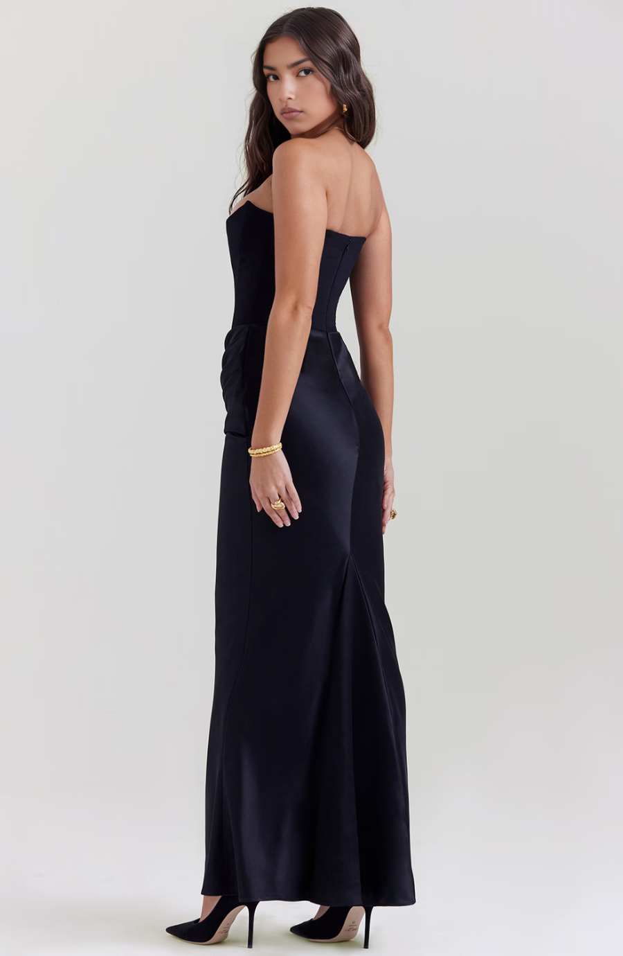 Draped Satin Strapless Homecoming Dress