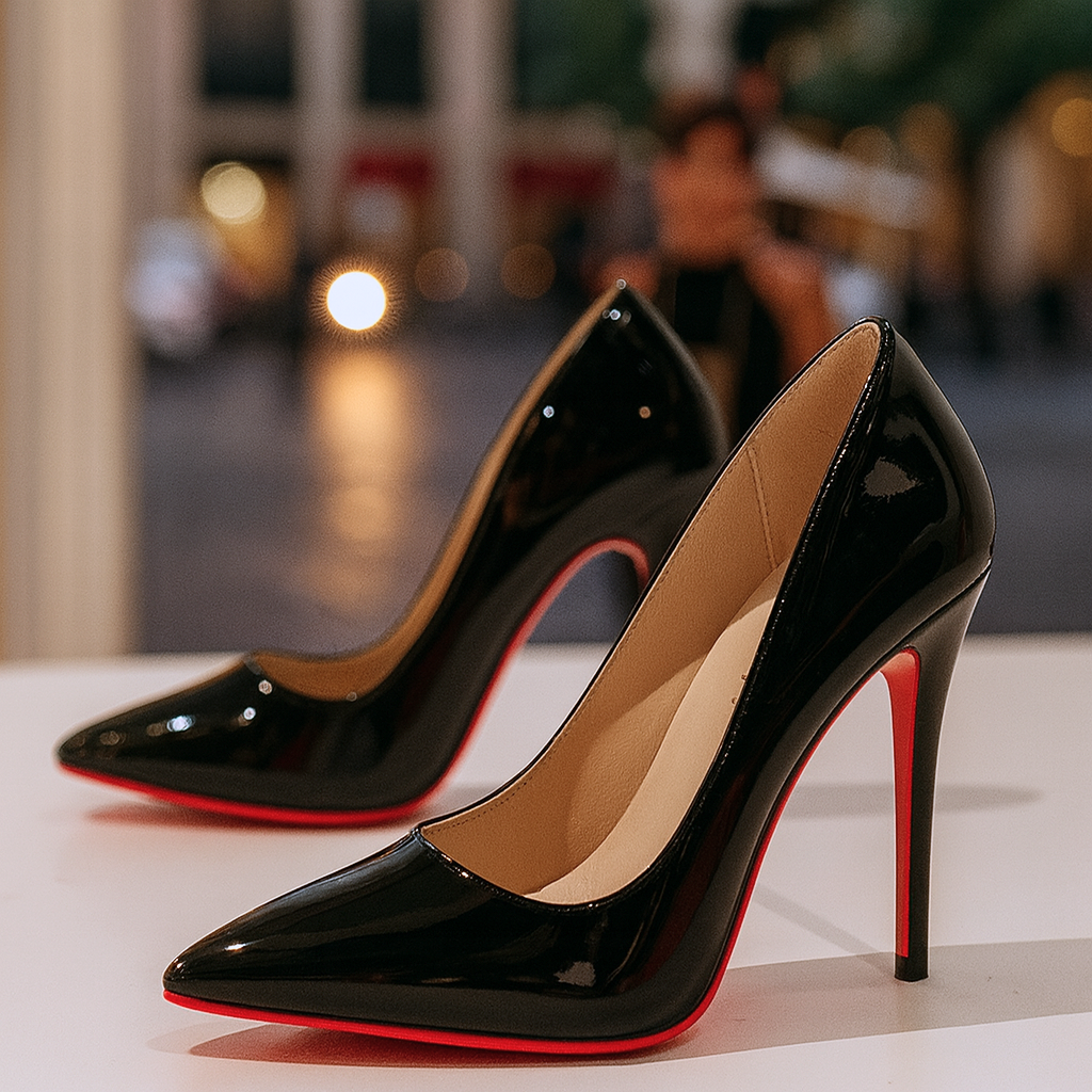 Patent Pointed Toe Contrast Sole Stiletto Heel Pump