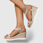 Mesh Peep Toe Platform Wedge Sandals