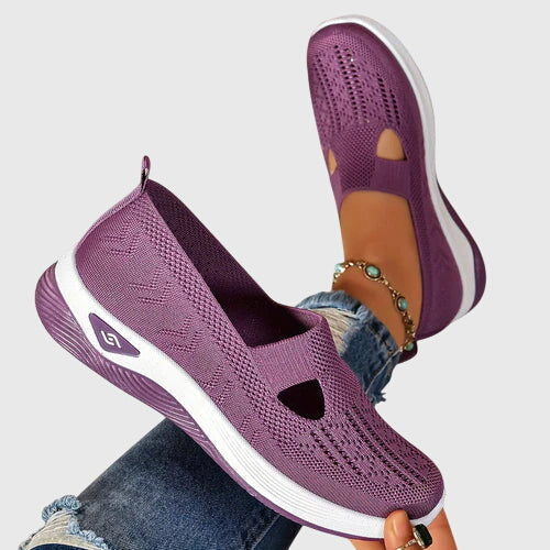 Cut Out Mesh Slip-On Wedge Walking Sneaker