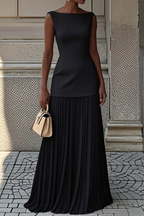 Elegant Pleated Maxi Dress - Formal Evening Gown