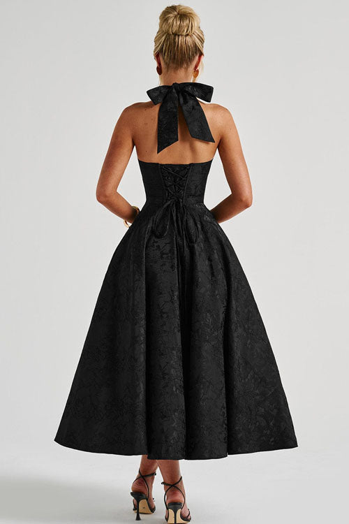 Jacquard Halterneck Homecoming Maxi Dress