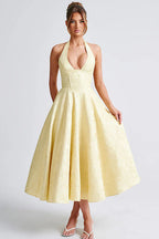 Jacquard Halterneck Homecoming Maxi Dress