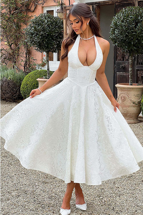 Jacquard Halterneck Homecoming Maxi Dress