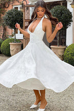 Jacquard Halterneck Homecoming Maxi Dress