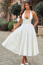 Jacquard Halterneck Homecoming Maxi Dress