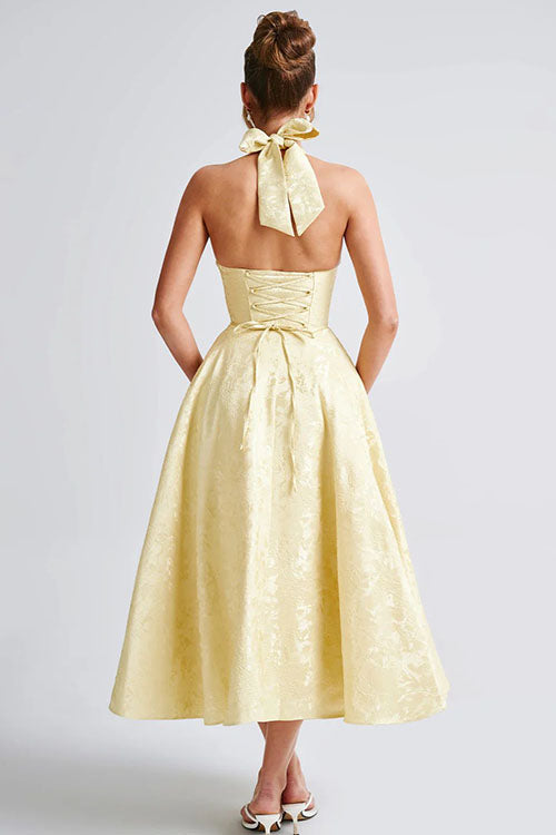 Jacquard Halterneck Homecoming Maxi Dress