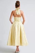 Jacquard Halterneck Homecoming Maxi Dress