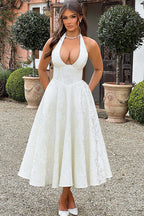 Jacquard Halterneck Homecoming Maxi Dress