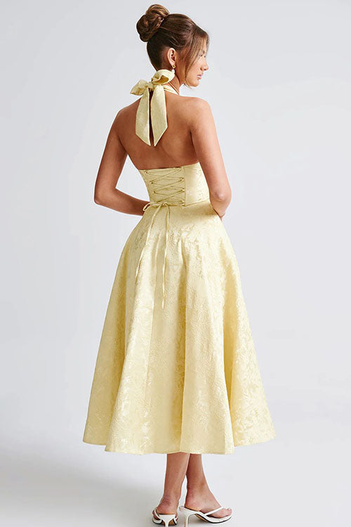 Jacquard Halterneck Homecoming Maxi Dress