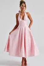 Jacquard Halterneck Homecoming Maxi Dress