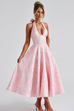 Jacquard Halterneck Homecoming Maxi Dress