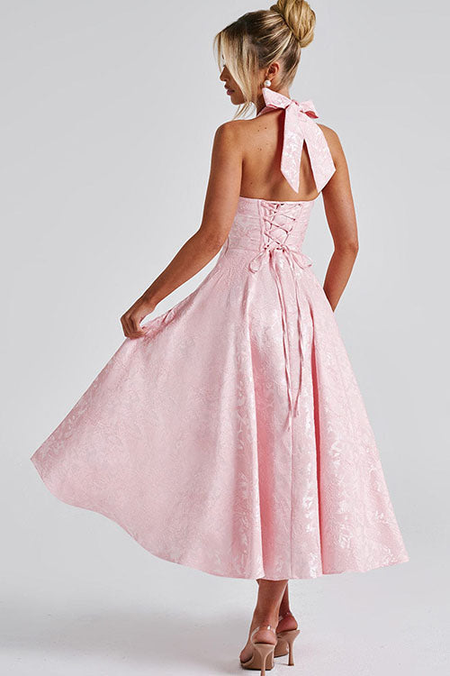 Jacquard Halterneck Homecoming Maxi Dress