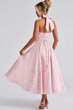 Jacquard Halterneck Homecoming Maxi Dress