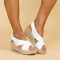 Crossover Strap Espadrille Wedge Slingback Sandals