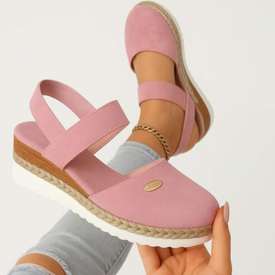 Suede Velcro Slingback Braided Platform Espadrille Sandal