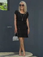 Flutter Sleeve Tiered Ruffle Layer Chiffon Midi Dress