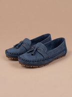 Suede Tassel Detail Moccasin Stitch Slip On Casual Flat Loafer