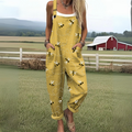 Bumble Bee Print Adjustable Strap Pocket Casual Jumpsuit