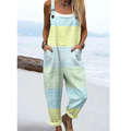Striped Gingham Patchwork Adjustable Strap Casual Jumpsuit