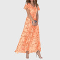 Floral Flutter Sleeve V-Neck Flowy Maxi Dress - Wedding Guest