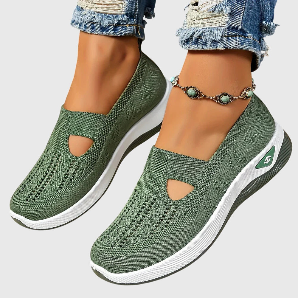 Cut Out Mesh Slip-On Wedge Walking Sneaker