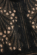 Cutwork Lace High Neck A Line Midi Dress - Wedding Guest