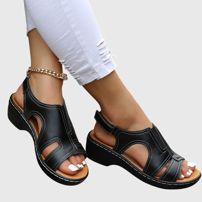 Cut Out Peep Toe Slingback Casual Wedge Sandal