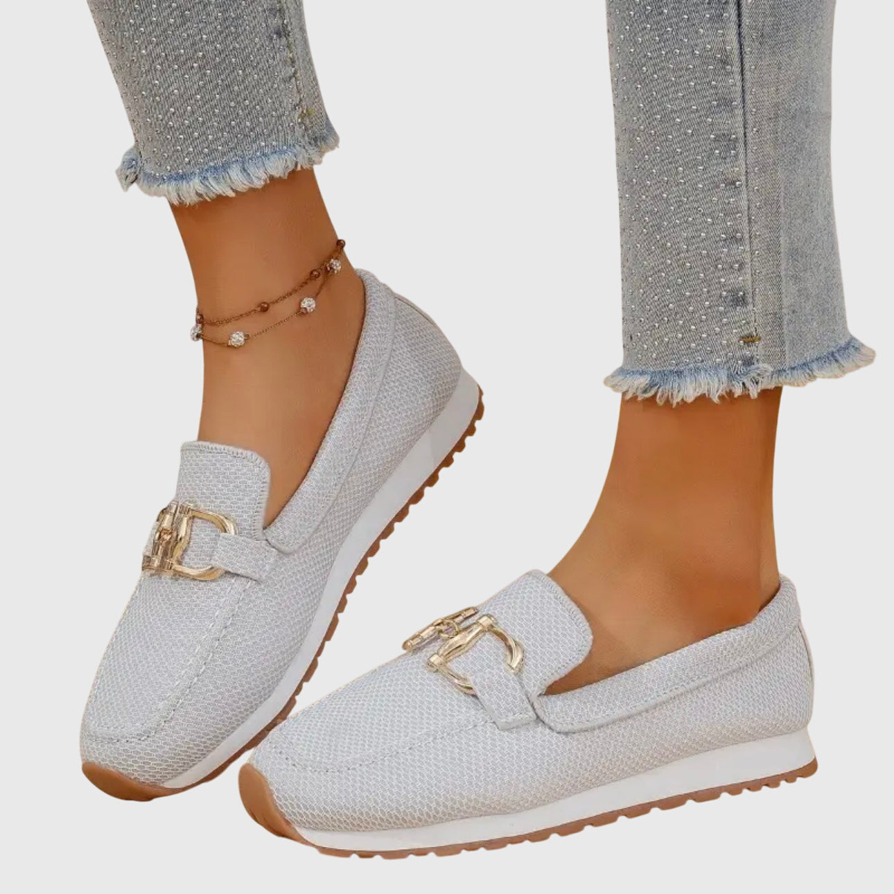 Gold Horsebit Knit Slip-On Platform Loafer