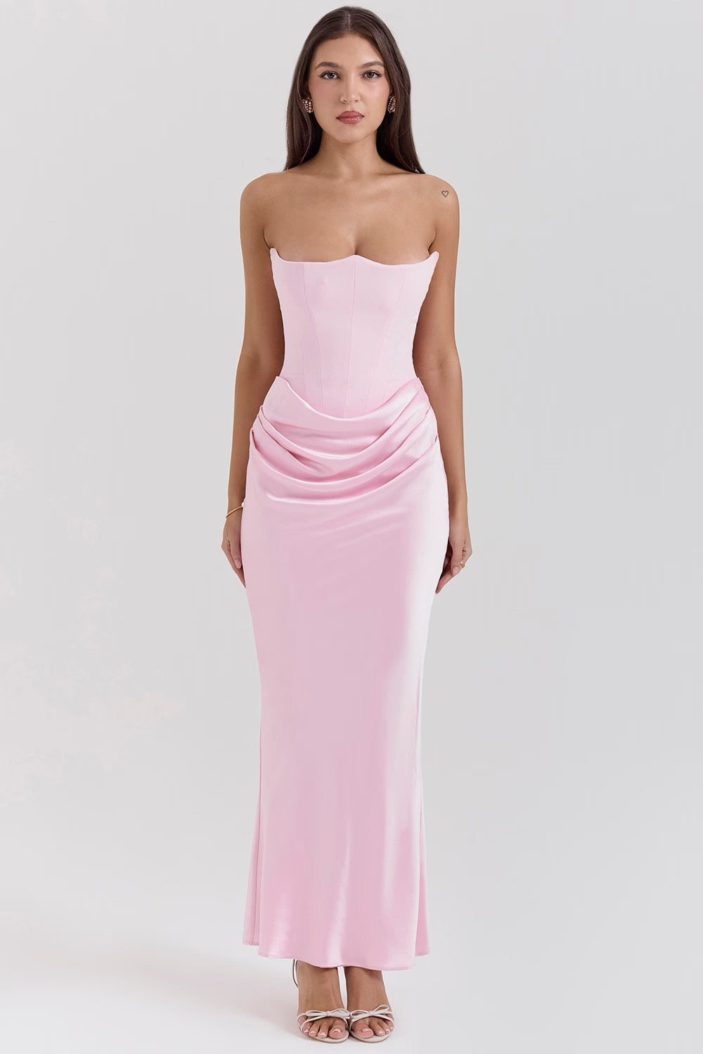 Draped Satin Strapless Homecoming Dress