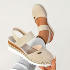 Suede Velcro Slingback Braided Platform Espadrille Sandal