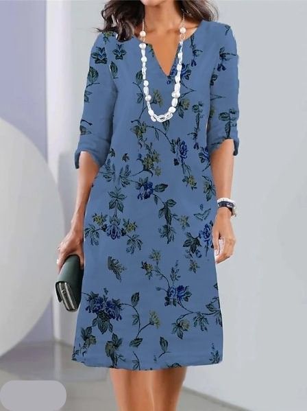 Floral Chiffon Flutter Sleeve V Neck A Line Midi Dress