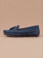 Suede Tassel Detail Moccasin Stitch Slip On Casual Flat Loafer