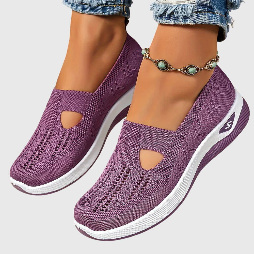 Cut Out Mesh Slip-On Wedge Walking Sneaker