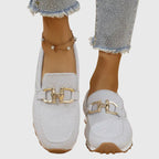 Gold Horsebit Knit Slip-On Platform Loafer