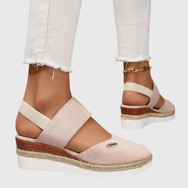 Suede Velcro Slingback Braided Platform Espadrille Sandal