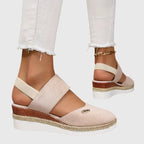 Suede Velcro Slingback Braided Platform Espadrille Sandal