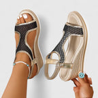 Mesh Peep Toe Platform Wedge Sandals
