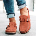 Buckle Strap Suede Cork Sole Slip-On Flat Loafer
