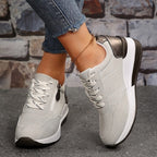 Perforated Side Zip Lace Up Casual Platform Sneaker