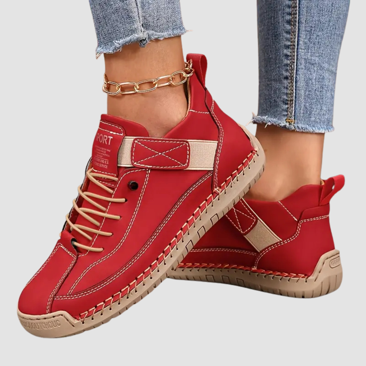 Hand Stitched Leather Lace-Up Casual Sneaker