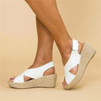 Crossover Strap Espadrille Wedge Slingback Sandals