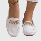 Crystal Chain Embellished Pebbled Leather Slip-On Loafer