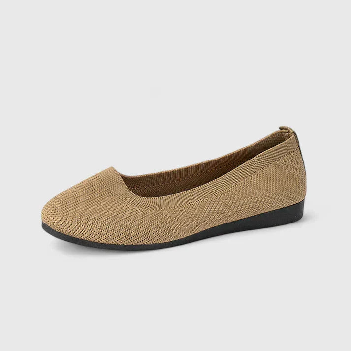 Ribbed Knit Round Toe Slip-On Ballet Flat